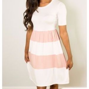 Pink and White Midi dress